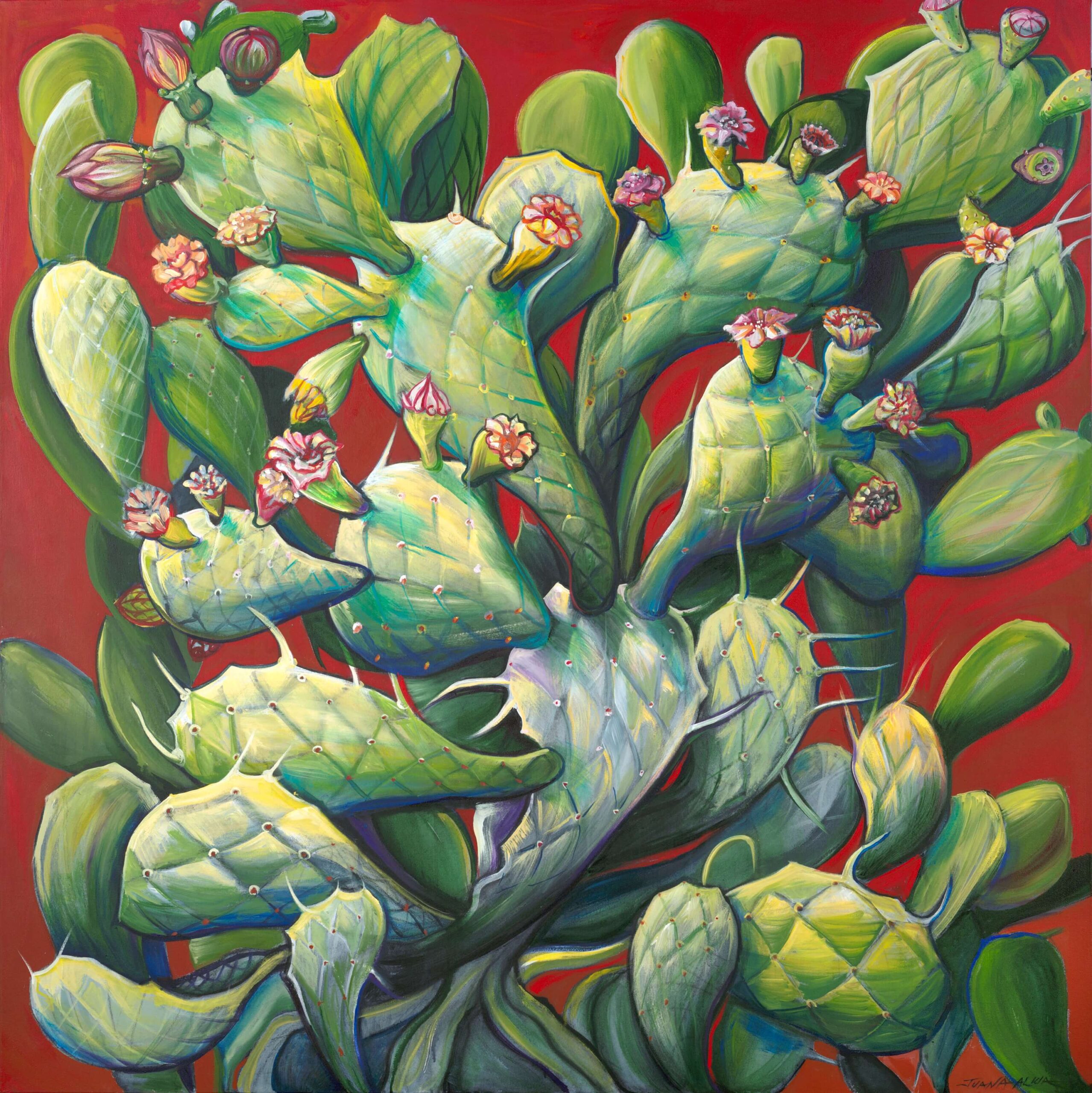 NOPAL DE RESISTENCIA , sketch , acrylic on canvas, 5’ 6- x 5’6”, 2011